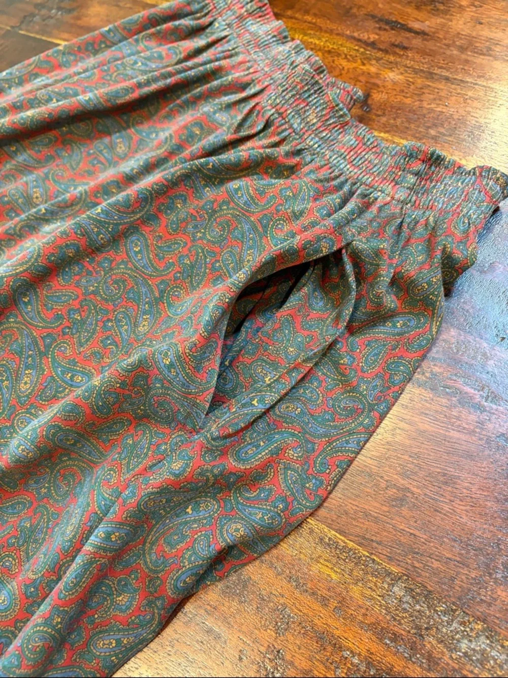 Vintage Ralph Lauren Blue Label 90s Cotton Stretch Paisley Midi Skirt Medium - Picture 11 of 12